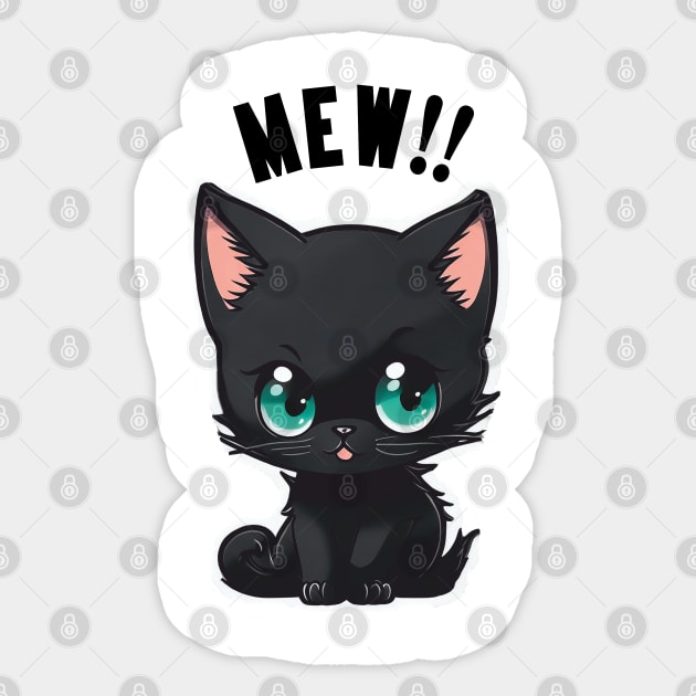 Suuper Cute Black Kitten. MEW!! Sticker by Cute Anime Cats